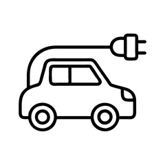 electric car icon, vehicle line art, vehicle vector - simple black line art icon of electric car perfect for logos, and vehicle-themed designs.