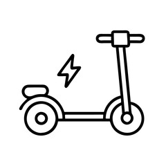 electric scooter icon, vehicle line art, vehicle vector - simple black line art icon of electric scooter perfect for logos, and vehicle-themed designs.