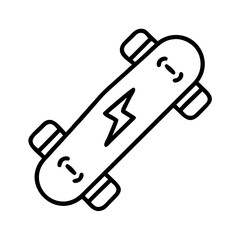 electric skateboard icon, vehicle line art, vehicle vector - simple black line art icon of electric skateboard perfect for logos, and vehicle-themed designs.