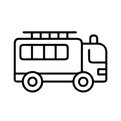 fire engine icon, vehicle line art, vehicle vector - simple black line art icon of fire engine perfect for logos, and vehicle-themed designs.