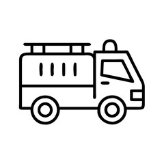 fire truck icon, vehicle line art, vehicle vector - simple black line art icon of fire truck perfect for logos, and vehicle-themed designs.