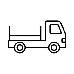 flatbed truck icon, vehicle line art, vehicle vector - simple black line art icon of flatbed truck perfect for logos, and vehicle-themed designs.