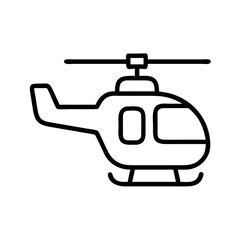 helicopter icon, vehicle line art, vehicle vector - simple black line art icon of helicopter perfect for logos, and vehicle-themed designs.