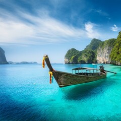 island Amazed nature scenic landscape James bond island with boat for tra Tourism destinations place Asia sland beach sea water bay travel landscape ocean tropical asia sky krabi