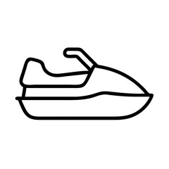 jet ski icon, vehicle line art, vehicle vector - simple black line art icon of jet ski perfect for logos, and vehicle-themed designs.