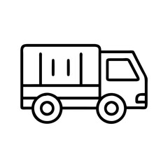 lorry icon, vehicle line art, vehicle vector - simple black line art icon of lorry perfect for logos, and vehicle-themed designs.