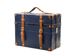 vintage old suitcase isolated on white or transparent background, png case cutout