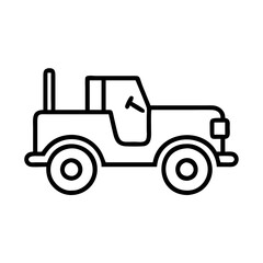 military jeep icon, vehicle line art, vehicle vector - simple black line art icon of military jeep perfect for logos, and vehicle-themed designs.