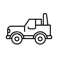 military jeep icon, vehicle line art, vehicle vector - simple black line art icon of military jeep perfect for logos, and vehicle-themed designs.