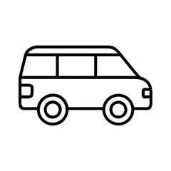 minivan icon, vehicle line art, vehicle vector - simple black line art icon of minivan perfect for logos, and vehicle-themed designs.