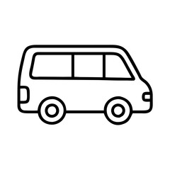 minivan icon, vehicle line art, vehicle vector - simple black line art icon of minivan perfect for logos, and vehicle-themed designs.