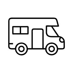 motorhome icon, vehicle line art, vehicle vector - simple black line art icon of motorhome perfect for logos, and vehicle-themed designs.