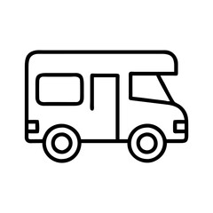 motorhome icon, vehicle line art, vehicle vector - simple black line art icon of motorhome perfect for logos, and vehicle-themed designs.