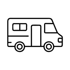 Fototapeta premium motorhome icon, vehicle line art, vehicle vector - simple black line art icon of motorhome perfect for logos, and vehicle-themed designs.