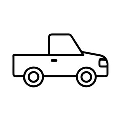 pickup truck icon, vehicle line art, vehicle vector - simple black line art icon of pickup truck perfect for logos, and vehicle-themed designs.