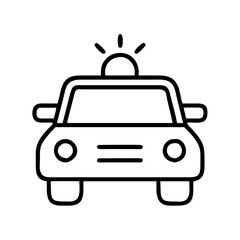 police car icon, vehicle line art, vehicle vector - simple black line art icon of police car perfect for logos, and vehicle-themed designs.
