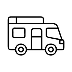rv recreational vehicle icon, vehicle line art, vehicle vector - simple black line art icon of rv recreational vehicle perfect for logos, and vehicle-themed designs.