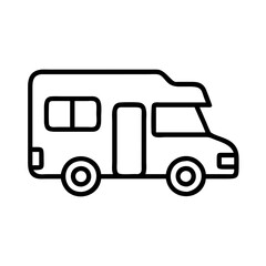 rv recreational vehicle icon, vehicle line art, vehicle vector - simple black line art icon of rv recreational vehicle perfect for logos, and vehicle-themed designs.