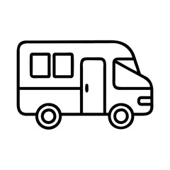 Fototapeta premium rv recreational vehicle icon, vehicle line art, vehicle vector - simple black line art icon of rv recreational vehicle perfect for logos, and vehicle-themed designs.
