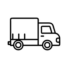 semi truck icon, vehicle line art, vehicle vector - simple black line art icon of semi truck perfect for logos, and vehicle-themed designs.