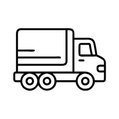 semi truck icon, vehicle line art, vehicle vector - simple black line art icon of semi truck perfect for logos, and vehicle-themed designs.
