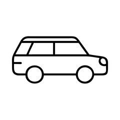 station wagon icon, vehicle line art, vehicle vector - simple black line art icon of station wagon perfect for logos, and vehicle-themed designs.
