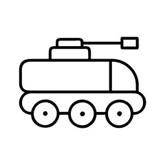 tank icon, vehicle line art, vehicle vector - simple black line art icon of tank perfect for logos, and vehicle-themed designs.