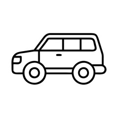 suv sport utility vehicle icon, vehicle line art, vehicle vector - simple black line art icon of suv sport utility vehicle perfect for logos, and vehicle-themed designs.