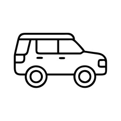 suv sport utility vehicle icon, vehicle line art, vehicle vector - simple black line art icon of suv sport utility vehicle perfect for logos, and vehicle-themed designs.