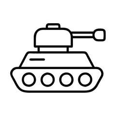 tank icon, vehicle line art, vehicle vector - simple black line art icon of tank perfect for logos, and vehicle-themed designs.