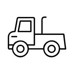 tractor trailer icon, vehicle line art, vehicle vector - simple black line art icon of tractor trailer perfect for logos, and vehicle-themed designs.