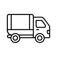 truck commercial icon, vehicle line art, vehicle vector - simple black line art icon of truck commercial perfect for logos, and vehicle-themed designs.