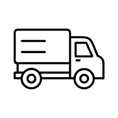 truck commercial icon, vehicle line art, vehicle vector - simple black line art icon of truck commercial perfect for logos, and vehicle-themed designs.