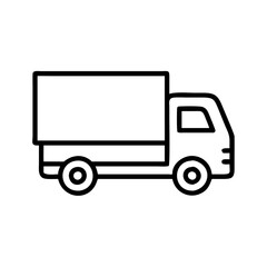 Fototapeta premium truck commercial icon, vehicle line art, vehicle vector - simple black line art icon of truck commercial perfect for logos, and vehicle-themed designs.