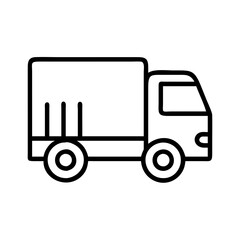 truck commercial icon, vehicle line art, vehicle vector - simple black line art icon of truck commercial perfect for logos, and vehicle-themed designs.