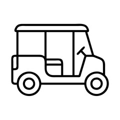 tuk tuk icon, vehicle line art, vehicle vector - simple black line art icon of tuk tuk perfect for logos, and vehicle-themed designs.