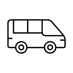 van icon, vehicle line art, vehicle vector - simple black line art icon of van perfect for logos, and vehicle-themed designs.