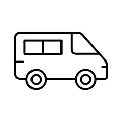 van icon, vehicle line art, vehicle vector - simple black line art icon of van perfect for logos, and vehicle-themed designs.