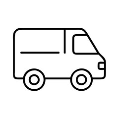 van icon, vehicle line art, vehicle vector - simple black line art icon of van perfect for logos, and vehicle-themed designs.