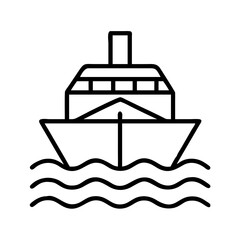 yacht icon, vehicle line art, vehicle vector - simple black line art icon of yacht perfect for logos, and vehicle-themed designs.