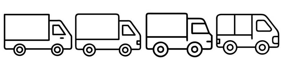 cargo van icon, vehicle line art, vehicle vector - simple black line art icon of cargo van perfect for logos, and vehicle-themed designs.