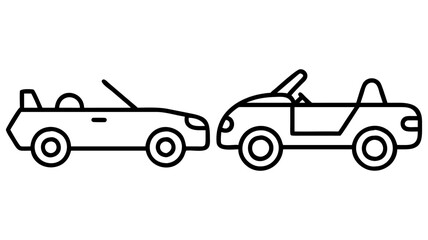 convertible icon, vehicle line art, vehicle vector - simple black line art icon of convertible perfect for logos, and vehicle-themed designs.