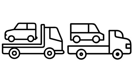 Fototapeta premium car carrier truck icon, vehicle line art, vehicle vector - simple black line art icon of car carrier truck perfect for logos, and vehicle-themed designs.