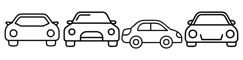 coupe icon, vehicle line art, vehicle vector - simple black line art icon of coupe perfect for logos, and vehicle-themed designs.