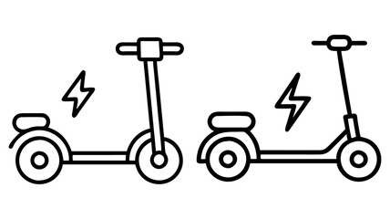 electric scooter icon, vehicle line art, vehicle vector - simple black line art icon of electric scooter perfect for logos, and vehicle-themed designs.