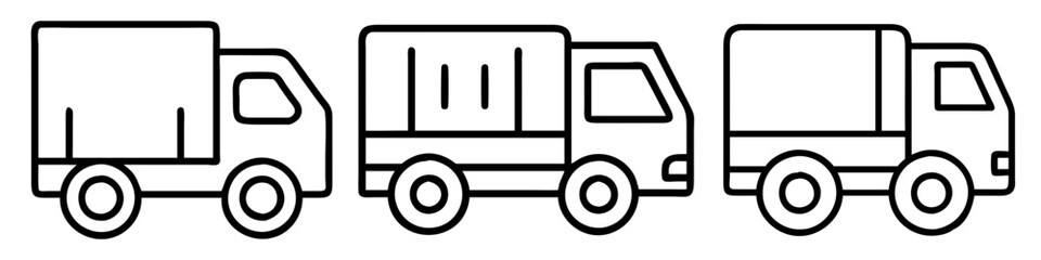 lorry icon, vehicle line art, vehicle vector - simple black line art icon of lorry perfect for logos, and vehicle-themed designs.