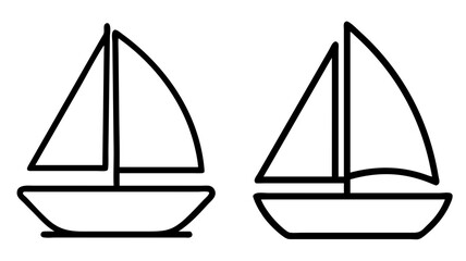 sailboat icon, vehicle line art, vehicle vector - simple black line art icon of sailboat perfect for logos, and vehicle-themed designs.