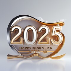 Happy New Year 2025 - Festive bright gold Background Greeting Card Banner