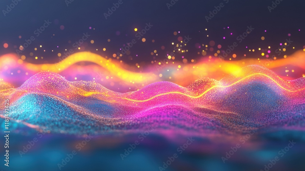 Aufkleber swirling waves of vibrant neon lights create a stunning display, emitting playful patterns and color