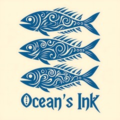 Obraz premium Tribal Ocean Fish Designs with Custom Oceans Ink T-Shirt